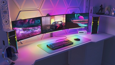 4K霓虹电脑房间