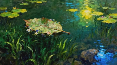 护眼壁纸 下雨天水中的落叶