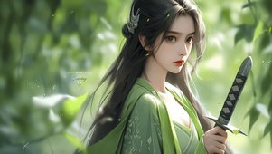 4K清新树林古装少女