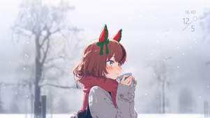 唯美雪景咖啡少女