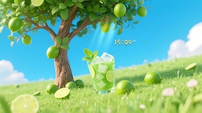 4K 清新夏日青柠气泡水