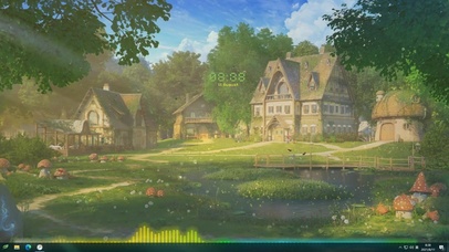 唯美治愈护眼绿色房屋树木风景