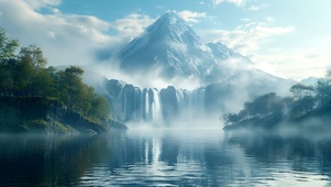 高山湖泊流水