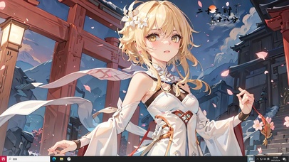 4k黄发鸟居白色连衣裙美少女