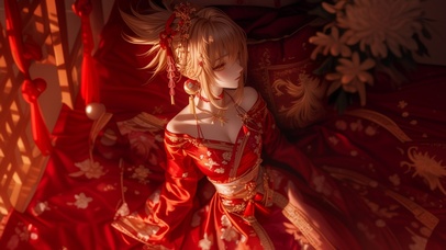 雪墨壁纸丨宵宫丨红嫁衣丨