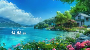 蓝天白云树木