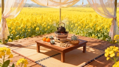 油菜花海中围炉煮茶