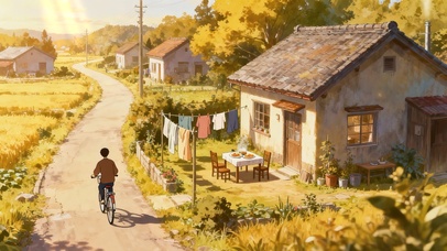 傍晚乡下温馨光景