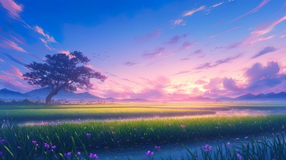 唯美治愈湖泊芦苇荡