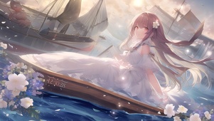 阳光海湾飘船上的少女