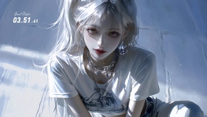 暖阳下的白发少女