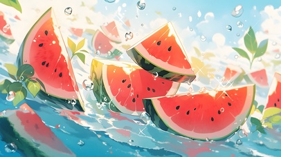 4k清凉西瓜切片