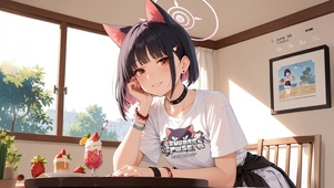 唯美房间猫儿少女
