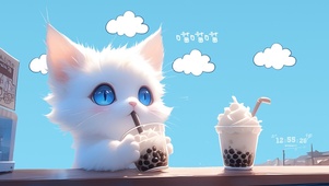夏日喵咪奶茶
