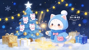梦幻的圣诞节卡通小猫