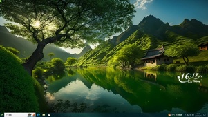 清新大山湖水