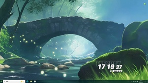 护眼绿景树木河流桌面主题