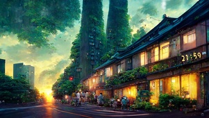 宫崎骏朋克夜晚街道