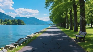 清新湖边风景