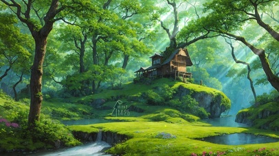 4K护眼森林树屋