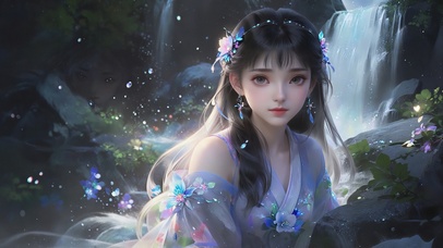 紫色气质古风少女