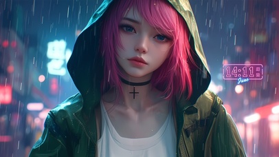 雨夜赛博少女