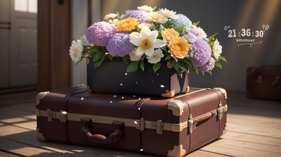 行李箱上的花