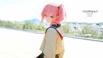 唯美夏日红发少女