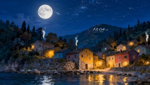 夜晚山间村落