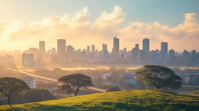 落日城市天际线