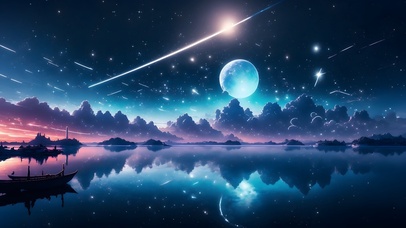 4K高清壁纸湖面风景星空月光