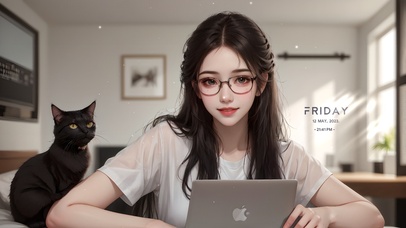 小清新猫咪和女孩