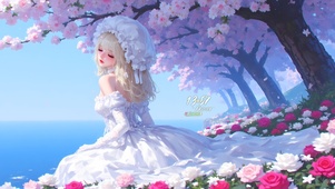 樱花树下女孩