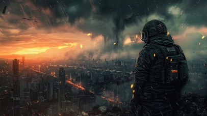 战后废墟城市末日战士