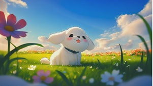 草地上小狗狗