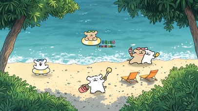 线条小狗沙滩挖呀挖