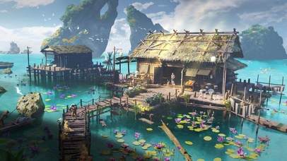 4K 唯美荷花岛小木屋