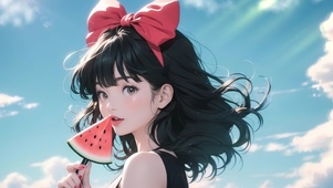 吃西瓜的女孩