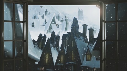 冬日里窗外的霍格莫德