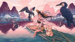 山水间的青春少女