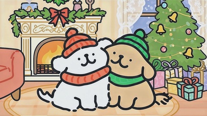 线条小狗的快乐圣诞节