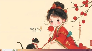 古风女孩和黑猫