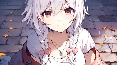 可爱白发双马尾女孩