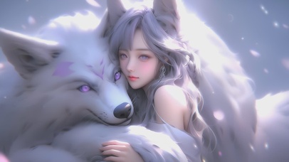 可爱少女与白狼