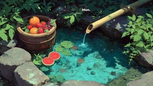 夏日竹泉沁凉