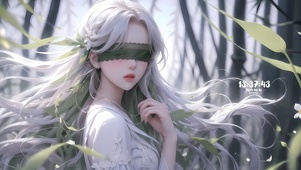 林间蒙眼女孩