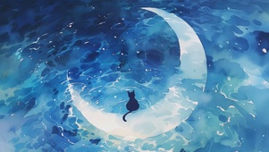 月亮湖的小黑猫