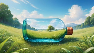 草地上的玻璃瓶