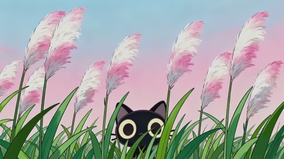 可爱躲喵喵小黑猫