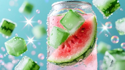 夏日冰镇西瓜彩虹饮